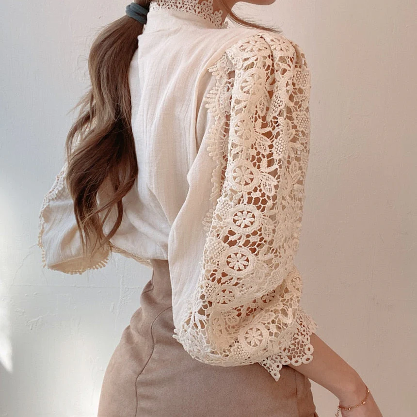 Chemisier Dentelle Col Montant - Lily Elsie - Image 13