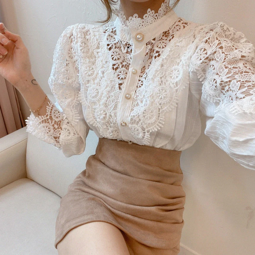 Chemisier Dentelle Col Montant - Lily Elsie - Image 8