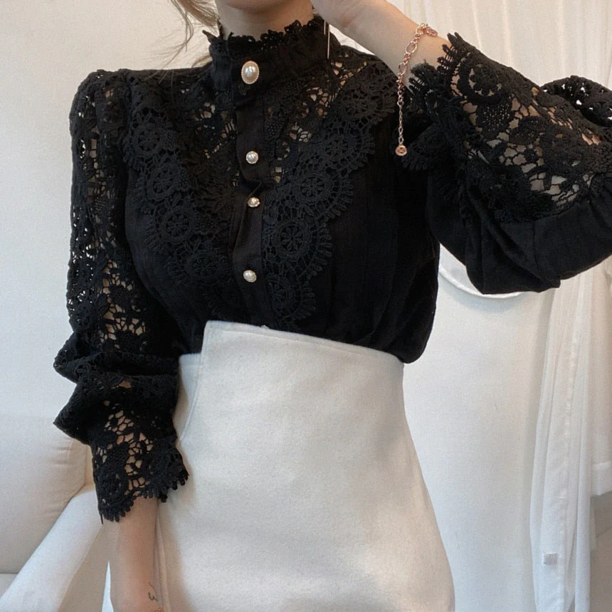 Chemisier Dentelle Col Montant - Lily Elsie - Image 9