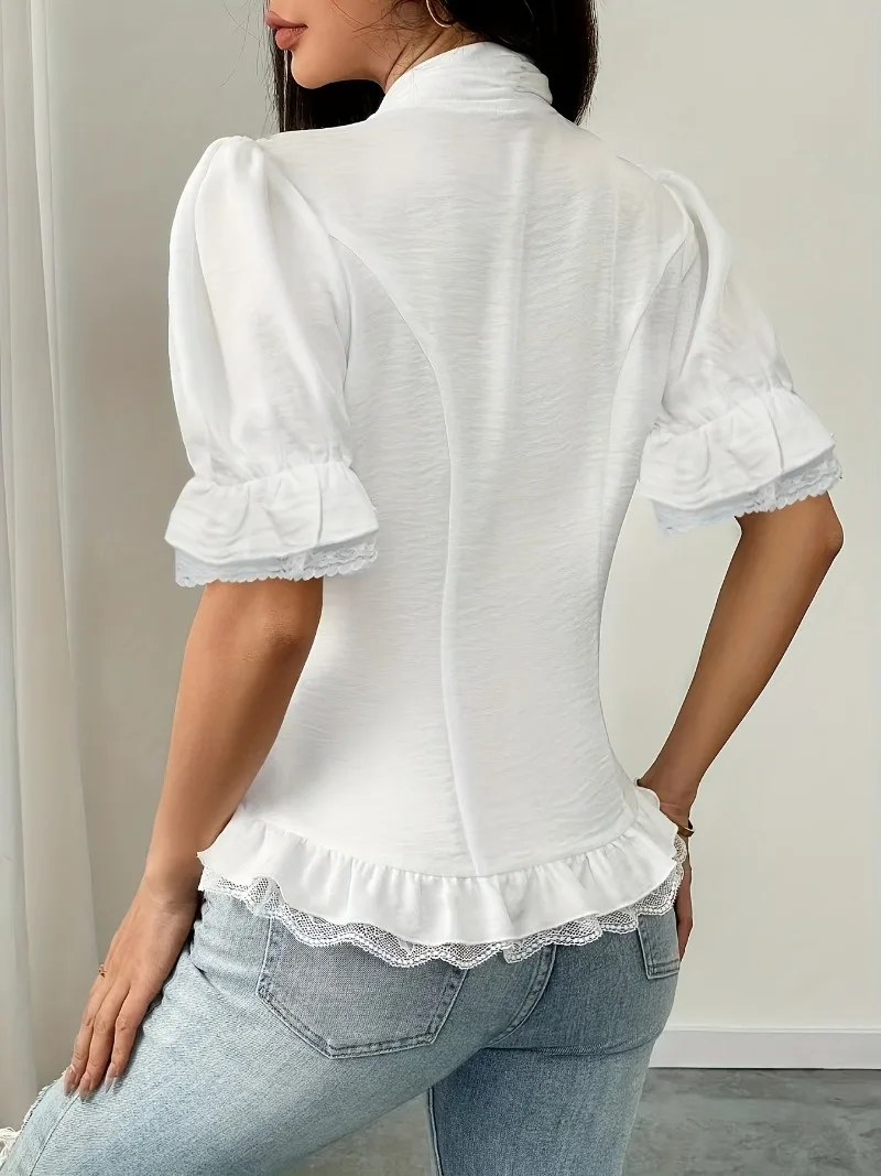 Chemisier Style Victorien Blanc - Image 4