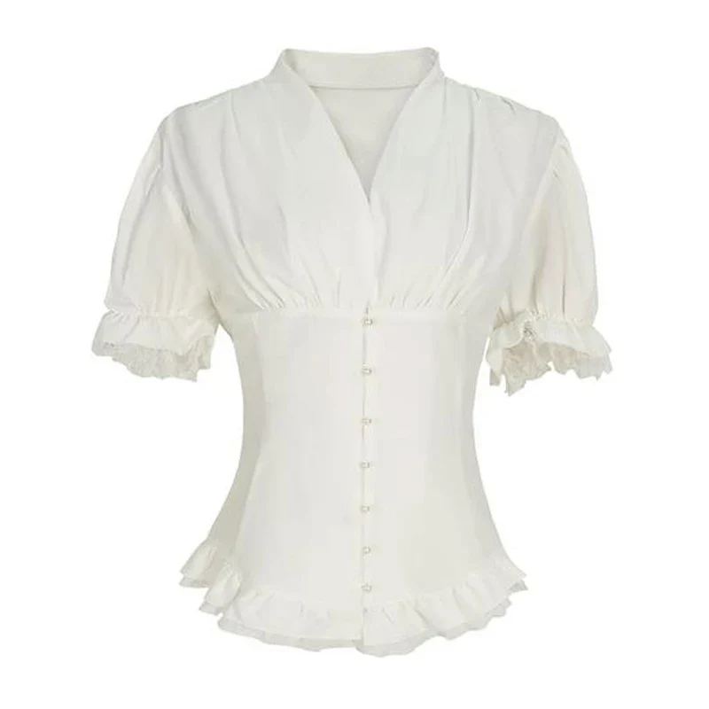 Chemisier Style Victorien Blanc - Image 5