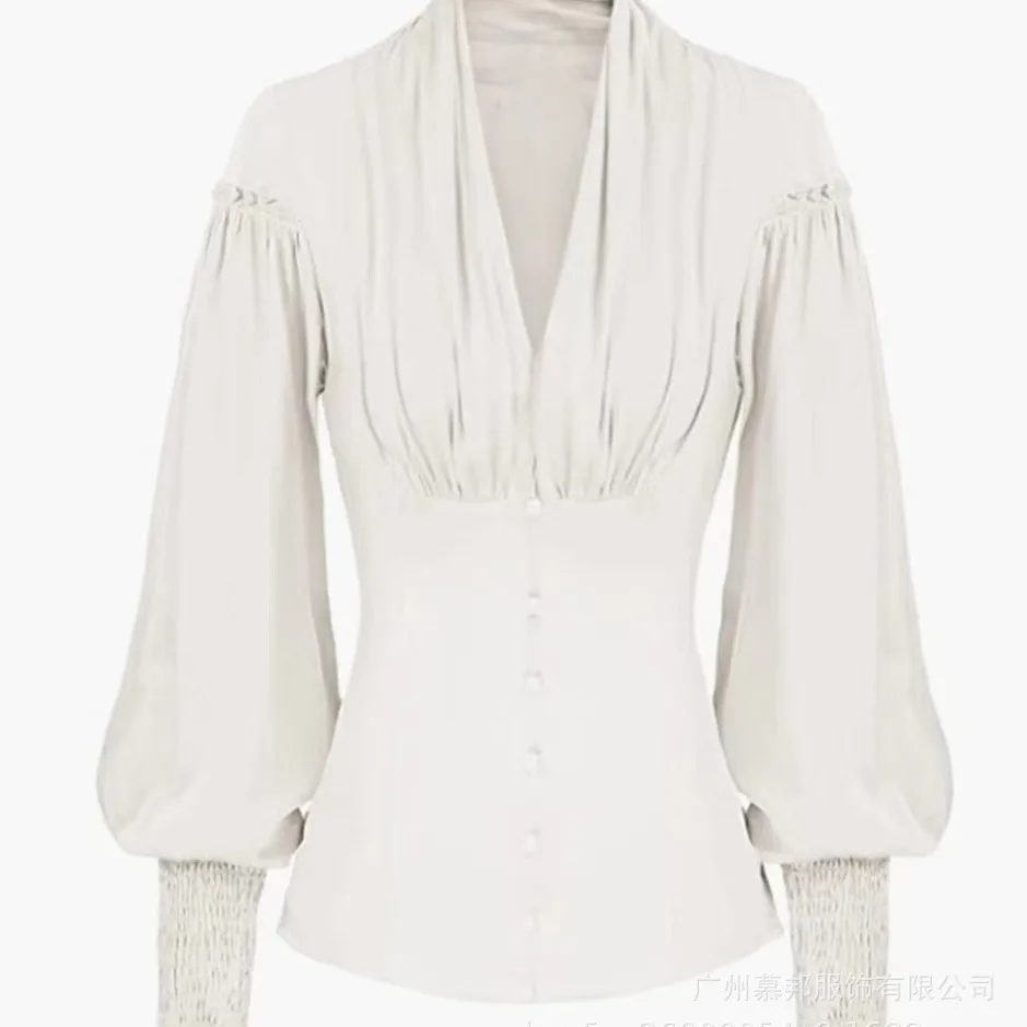 Chemisier Style Victorien Blanc - Image 7
