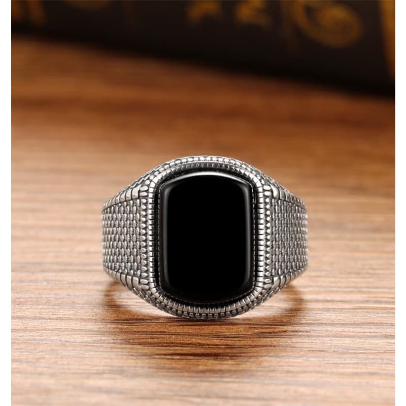 Bague Homme Pierre Noire - Onyx Argent 925 - Image 4