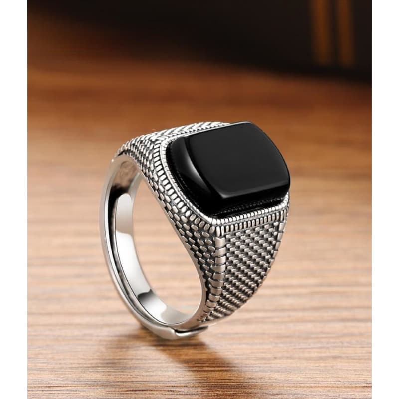 Bague Homme Pierre Noire - Onyx Argent 925 - Image 6