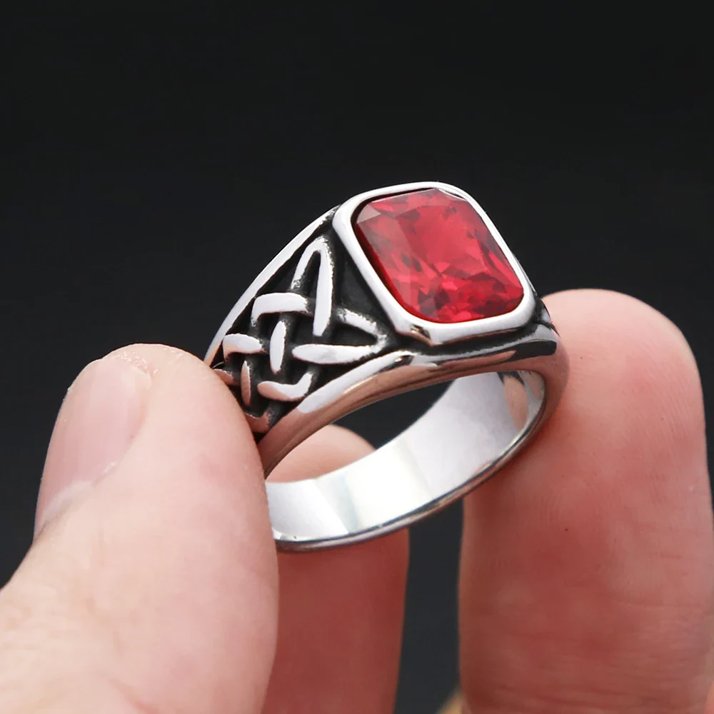 Chevalière Rouge Celtique - Bague Punk Viking - Image 6