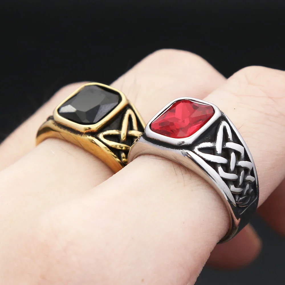 Chevalière Rouge Celtique - Bague Punk Viking - Image 7