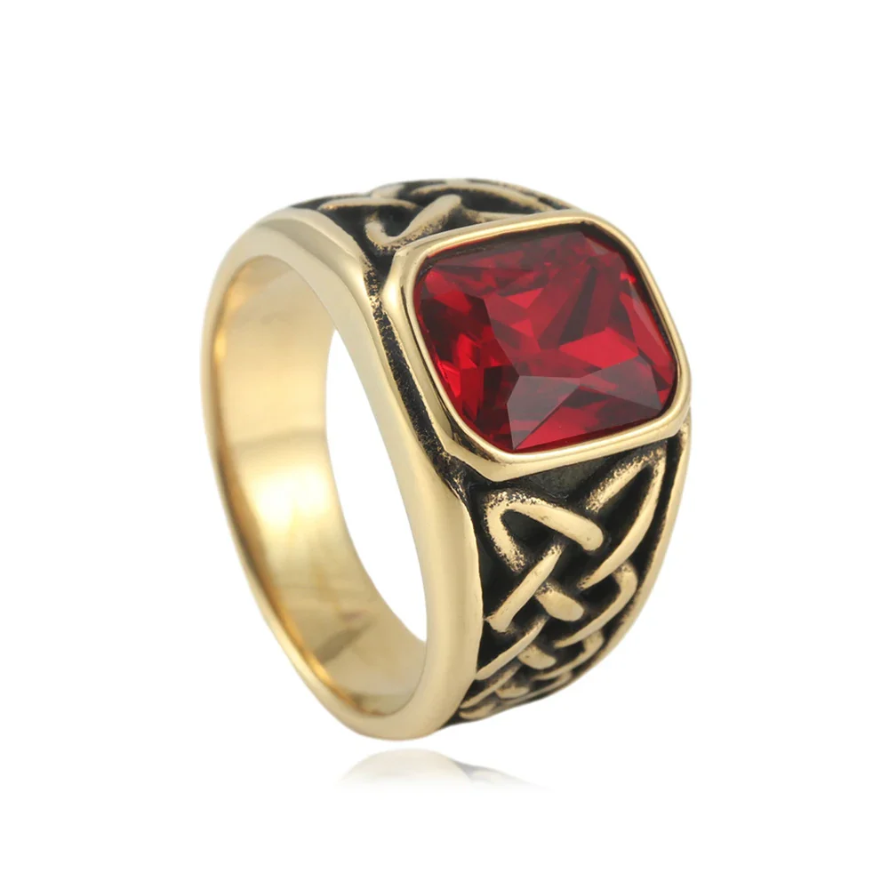 Chevalière Rouge Celtique - Bague Punk Viking - Image 9