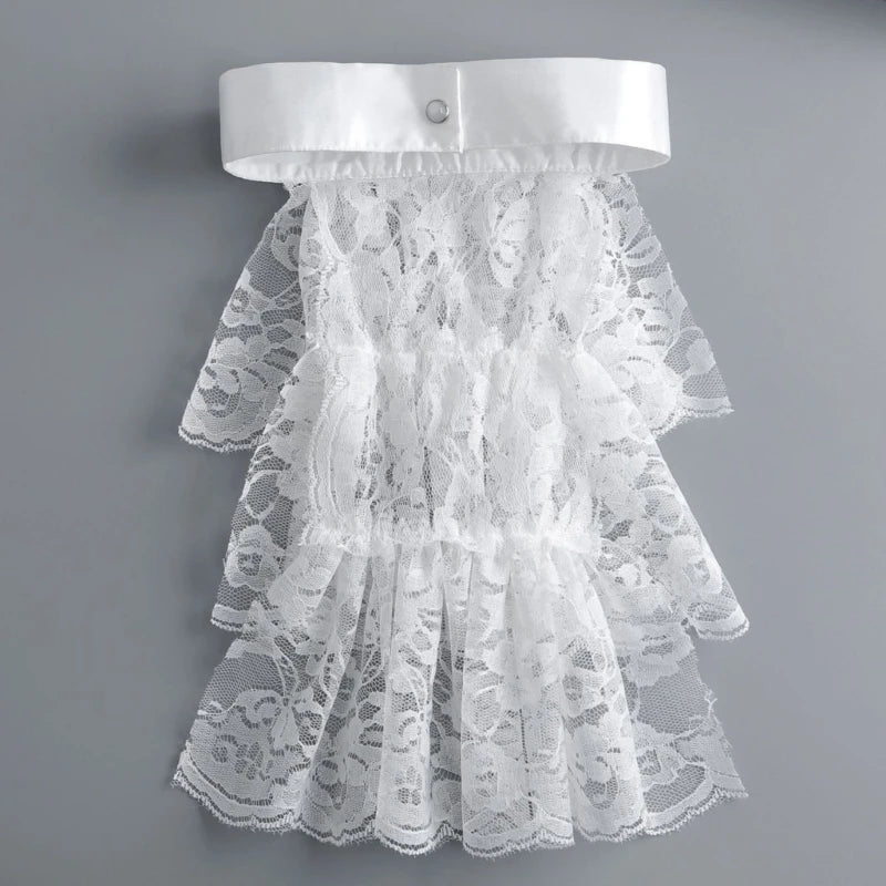 Col Jabot Femme Détachable - Volants Victoriens en Dentelle - Image 2
