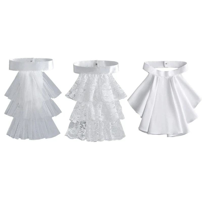 Col Jabot Femme Détachable - Volants Victoriens en Dentelle - Image 7