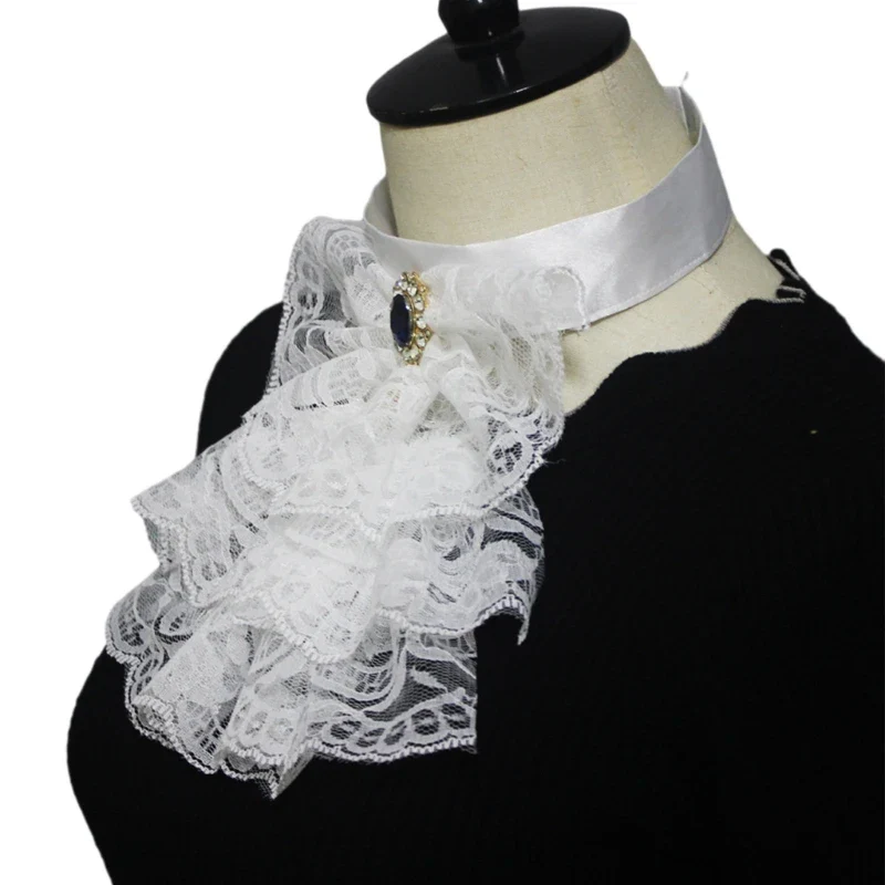 Col Victorien Dentelle Femme - Jabot Camée Gothique - Image 2