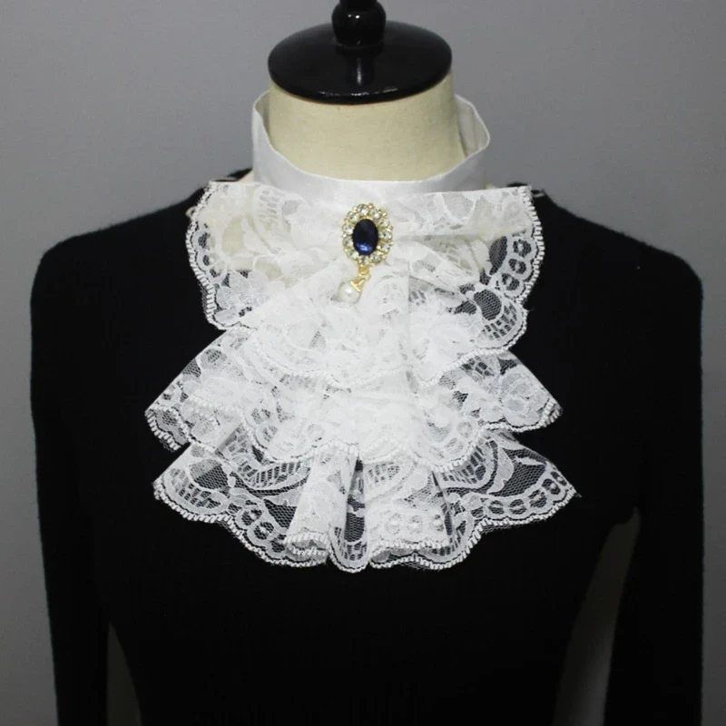 Col Victorien Dentelle Femme - Jabot Camée Gothique - Image 9