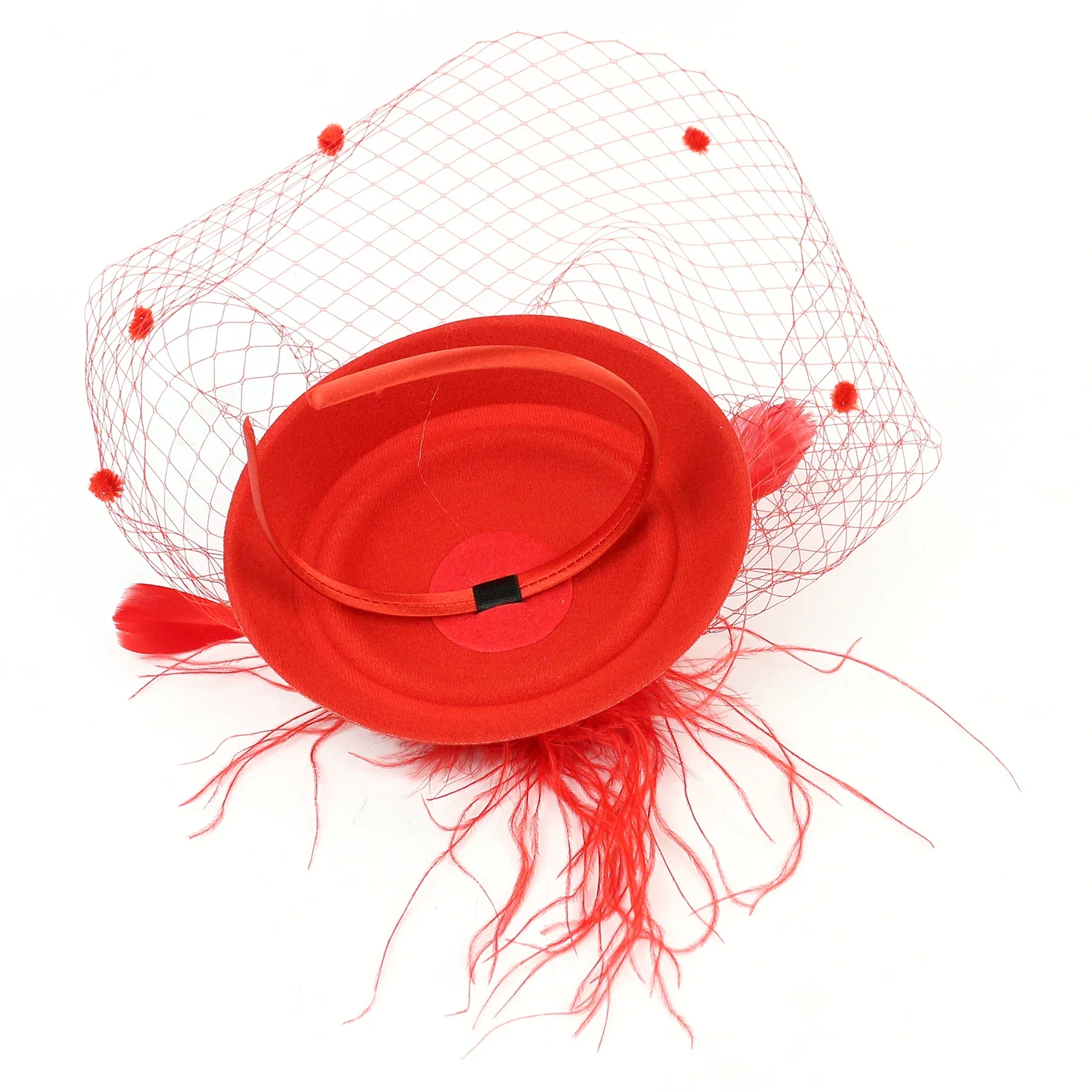 Fascinator Femme à Voilette - Mini Chapeau à Plumes - Image 4