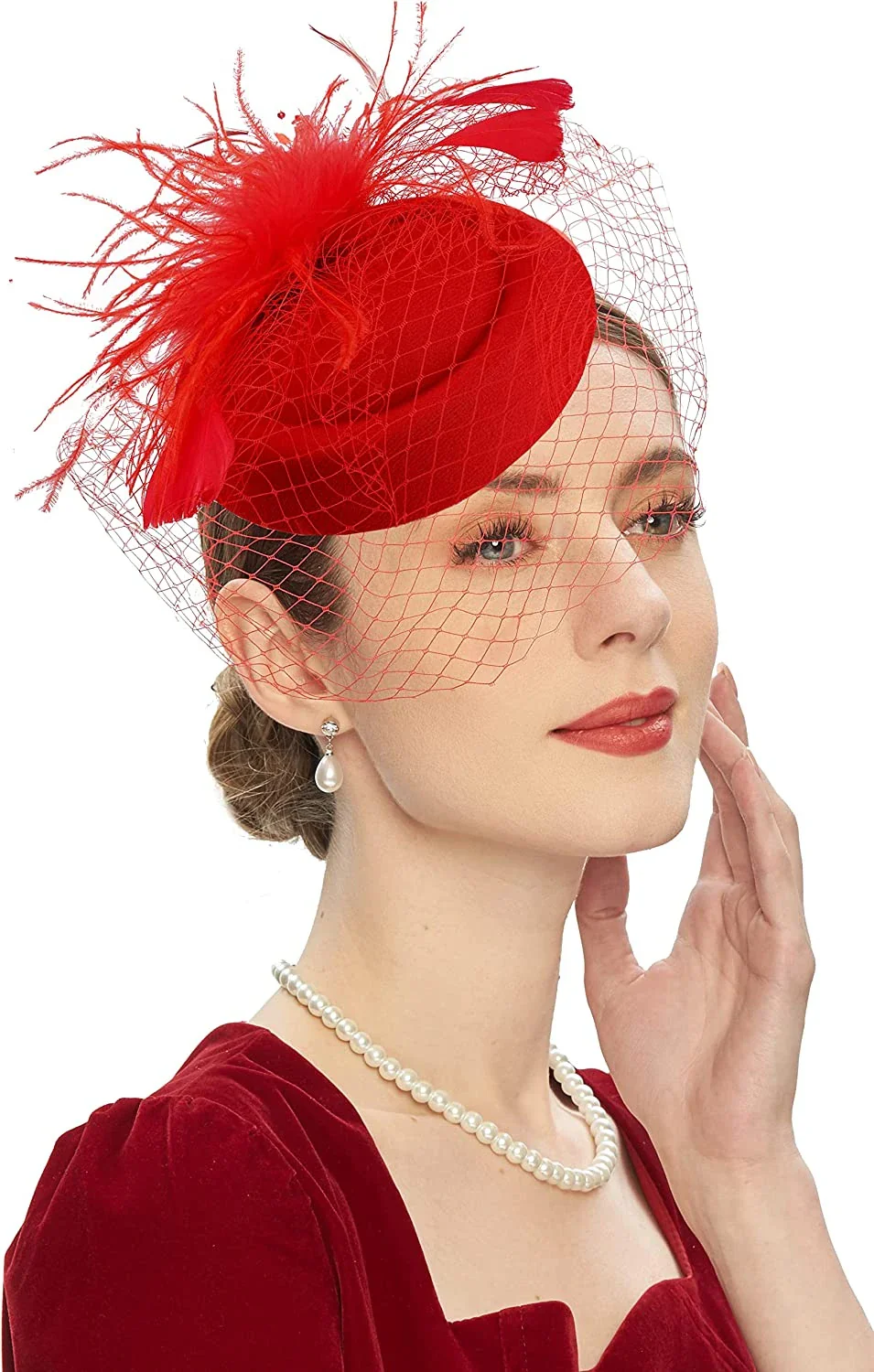 Fascinator Femme à Voilette - Mini Chapeau à Plumes - Image 6