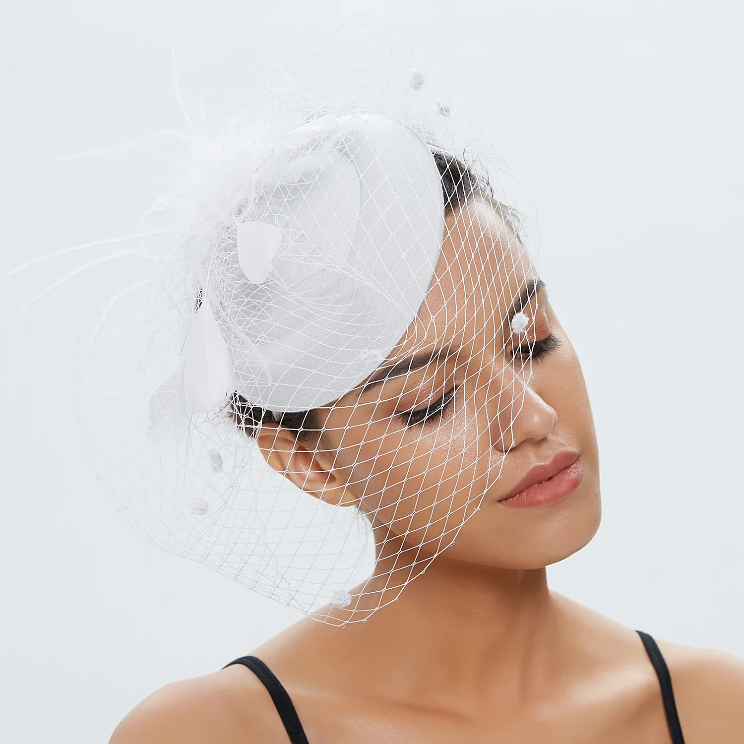 Fascinator Femme à Voilette - Mini Chapeau à Plumes - Image 8