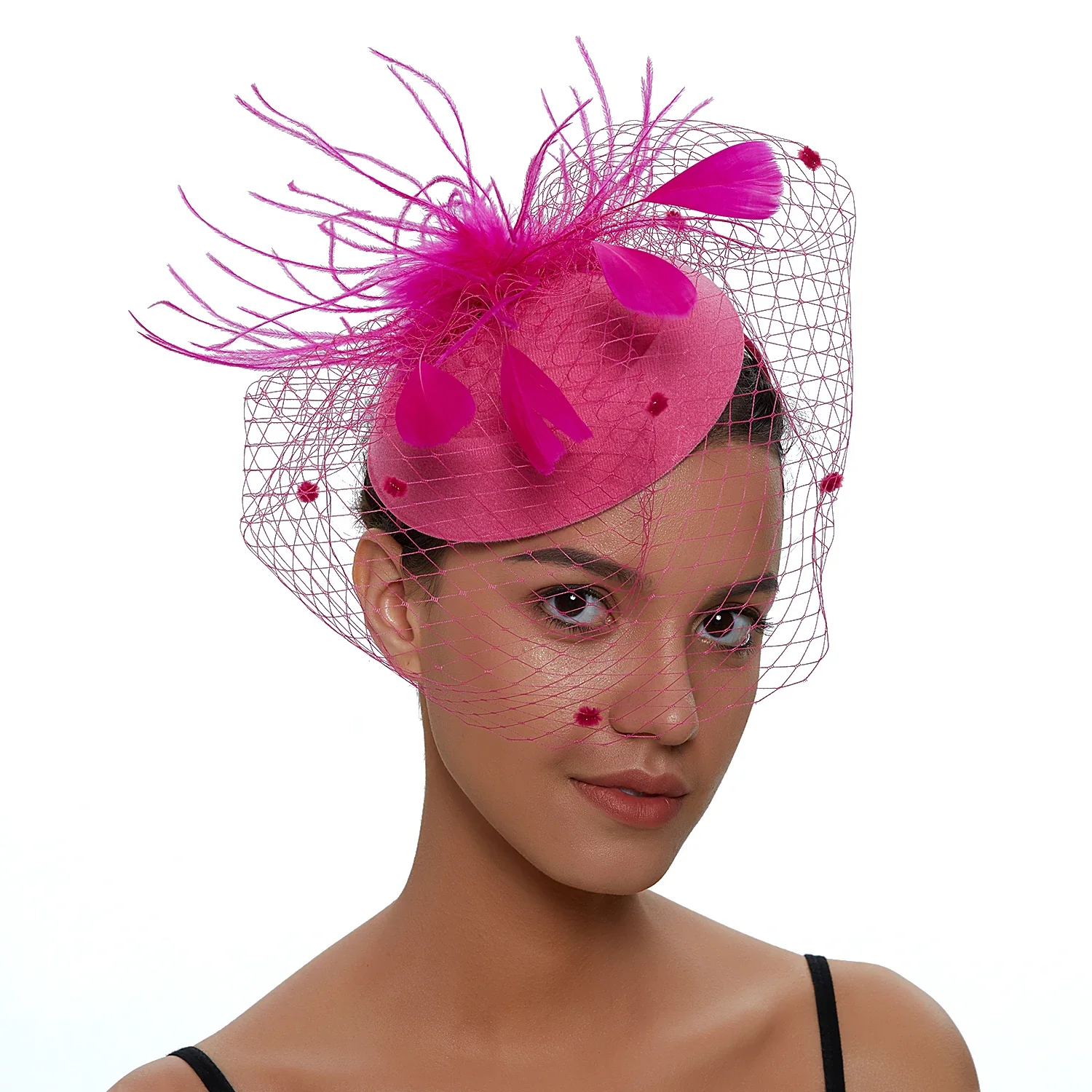 Fascinator Femme à Voilette - Mini Chapeau à Plumes - Image 9