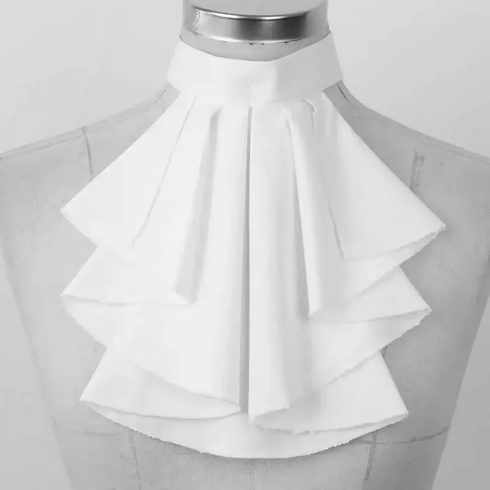 Faux Col Victorien Blanc - Jabot Noble Renaissance - Image 5