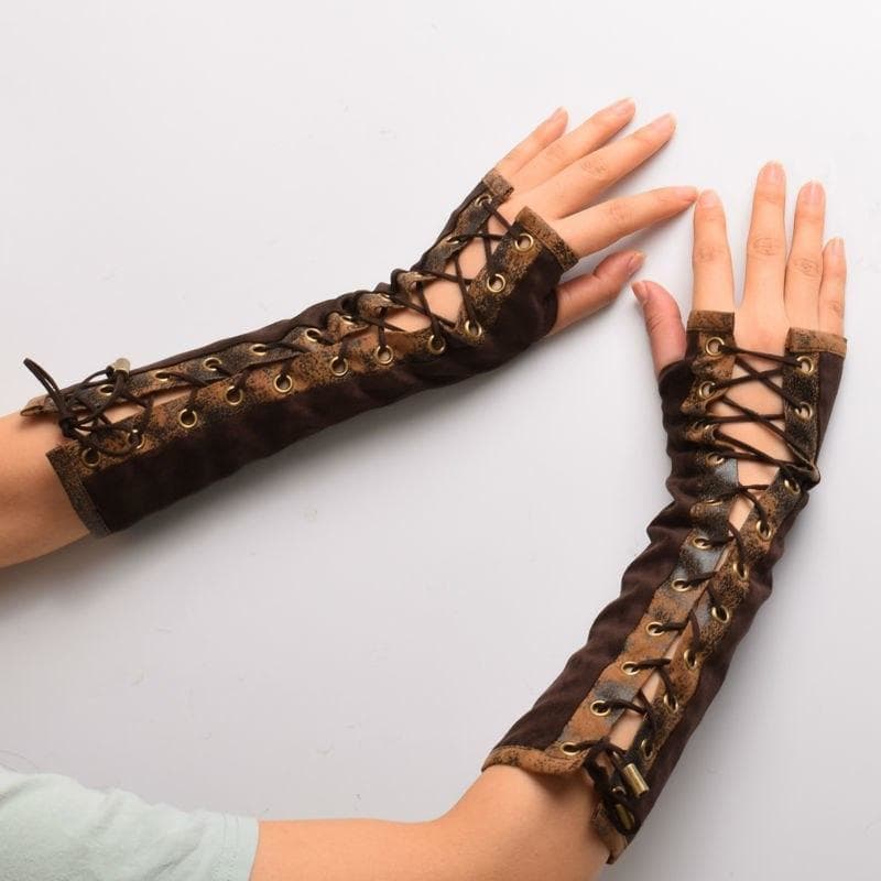 Gants Longs Femme — Marron Steampunk - Image 7