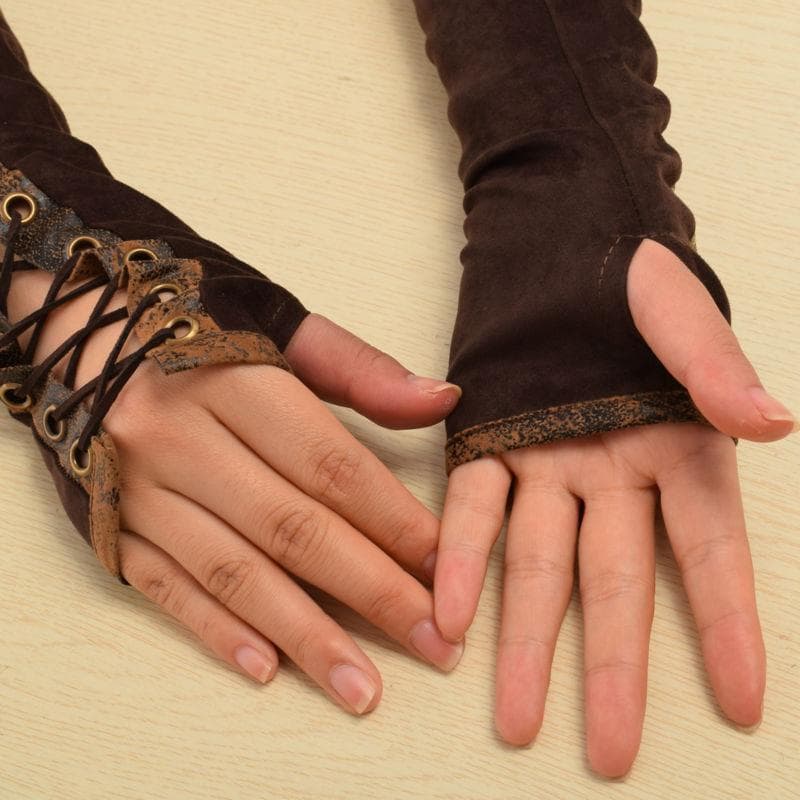 Gants Longs Femme — Marron Steampunk - Image 8