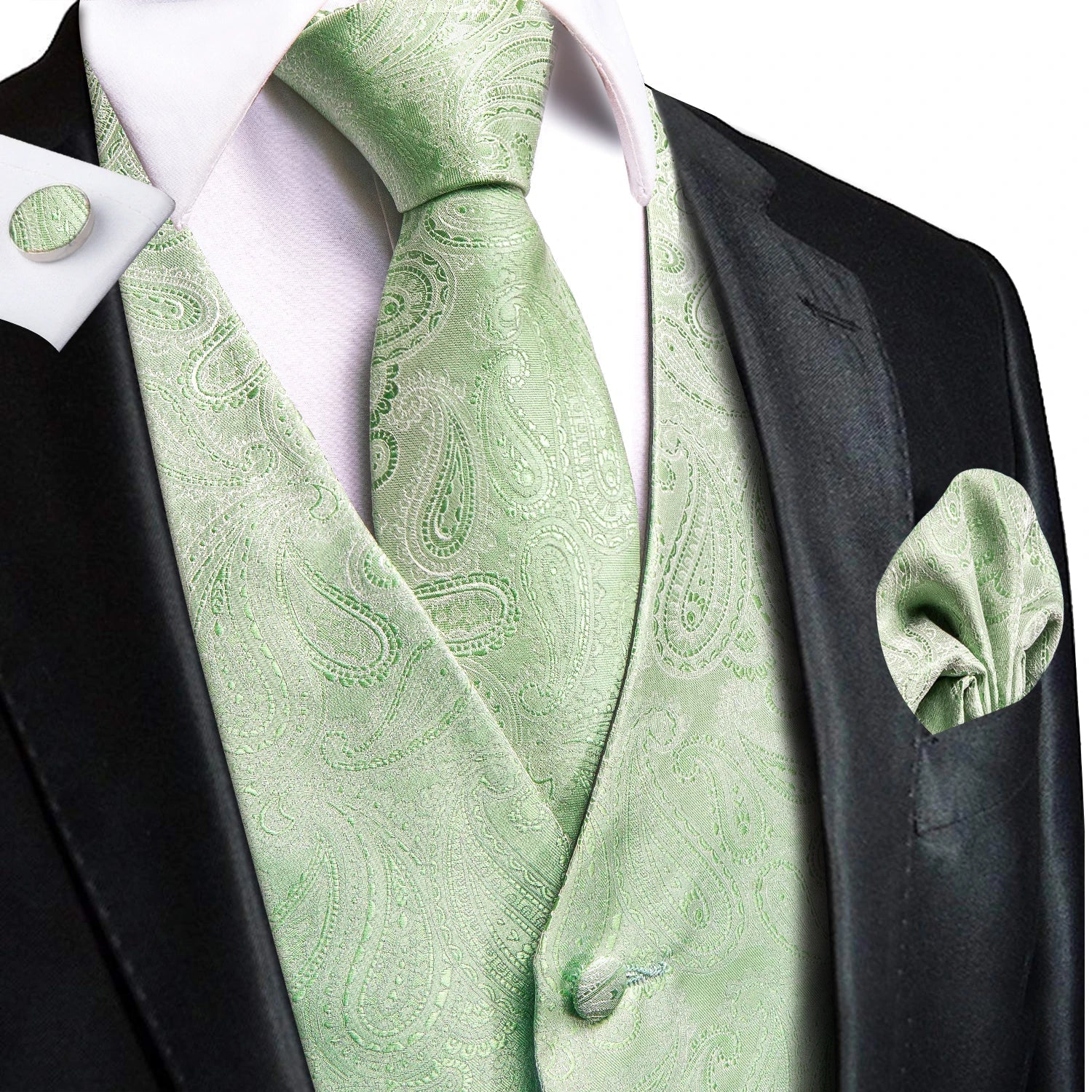 Gilet Costume Homme Vert - Image 4