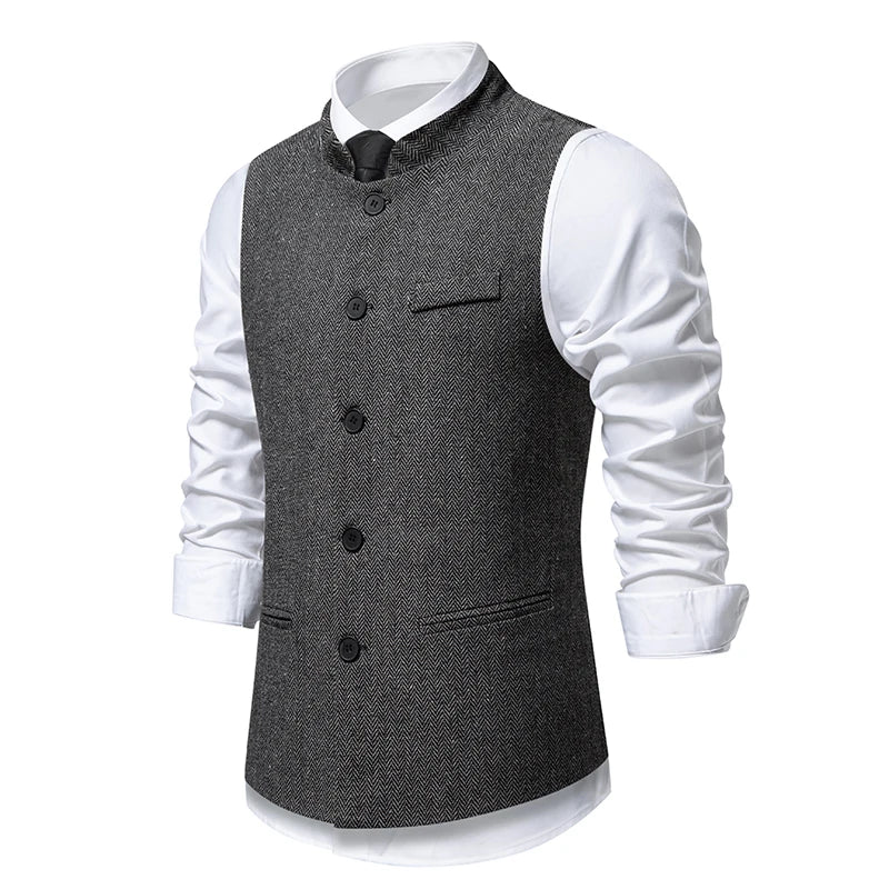 Gilet Homme Chevrons Vintage - Tweed Ajusté
