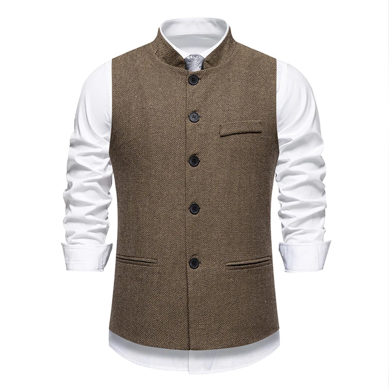 Gilet Homme Chevrons Vintage - Tweed Ajusté - Image 10