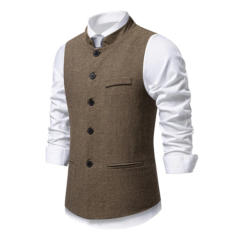 Gilet Homme Chevrons Vintage - Tweed Ajusté - Image 11