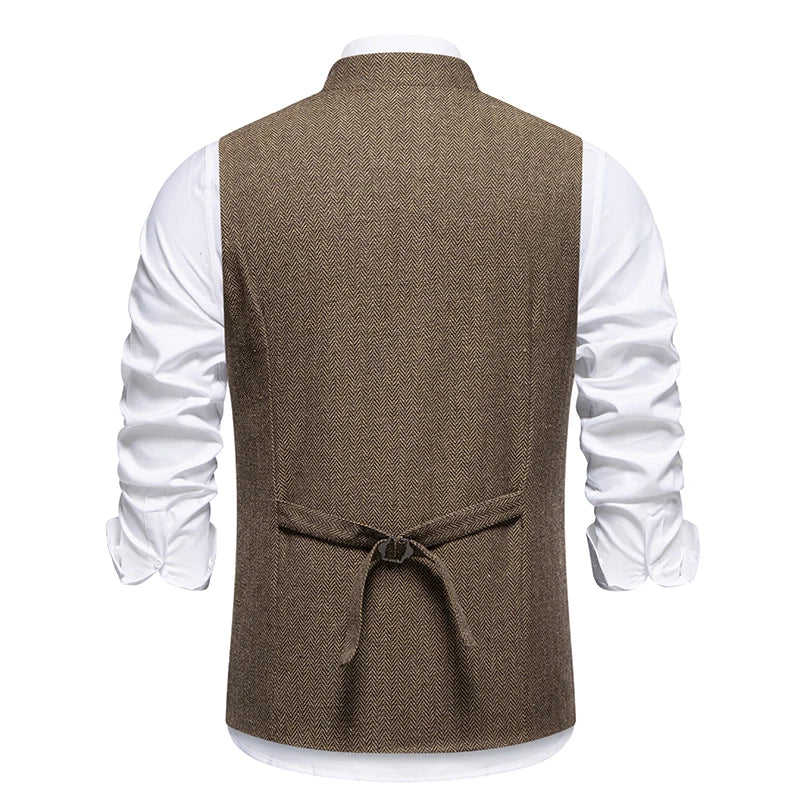 Gilet Homme Chevrons Vintage - Tweed Ajusté - Image 12