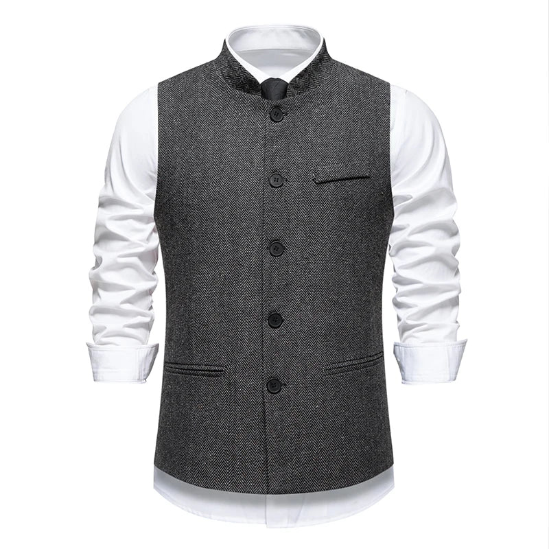 Gilet Homme Chevrons Vintage - Tweed Ajusté - Image 2