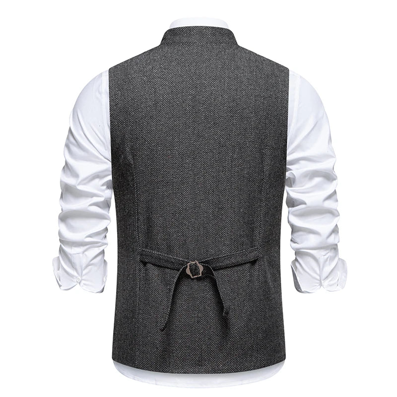 Gilet Homme Chevrons Vintage - Tweed Ajusté - Image 3