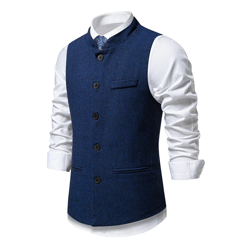 Gilet Homme Chevrons Vintage - Tweed Ajusté - Image 4