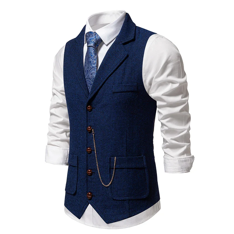 Gilet Homme Vintage en Tweed - Chaîne et Revers - Image 3