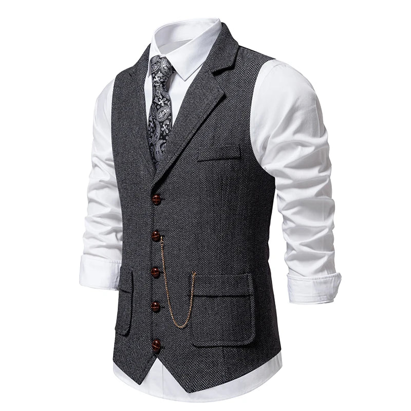 Gilet Homme Vintage en Tweed - Chaîne et Revers - Image 4