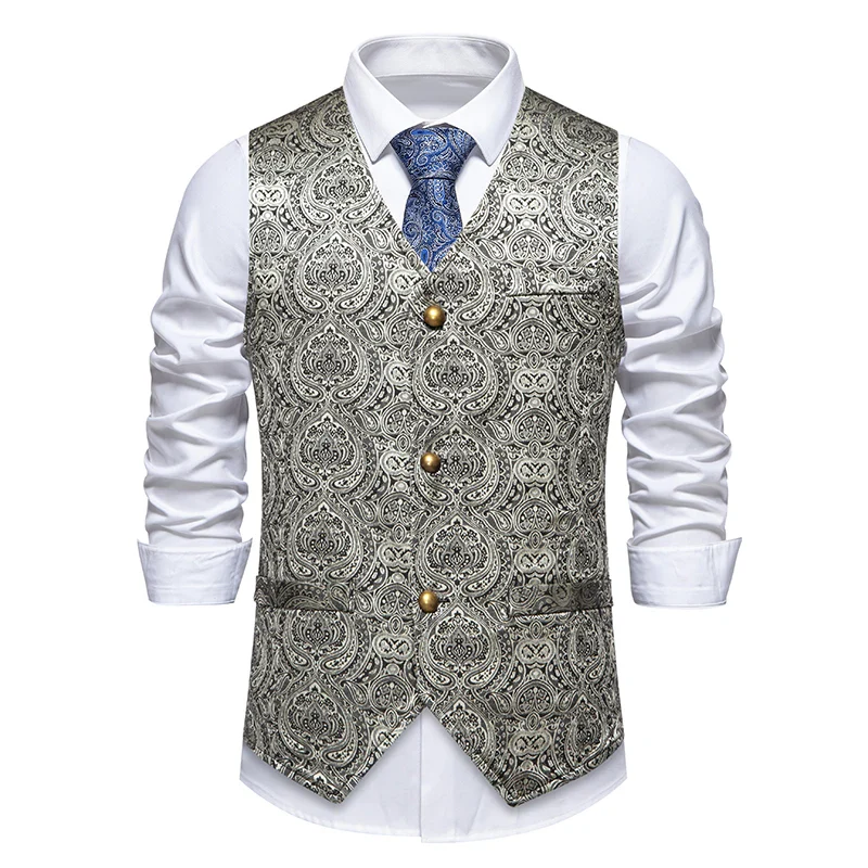 Gilet Jacquard Homme - Style Dandy Victorien - Image 2