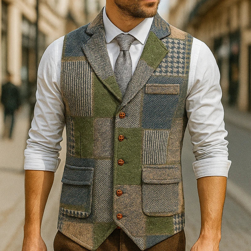 Gilet Patchwork Homme - Tweed Vintage - Image 2