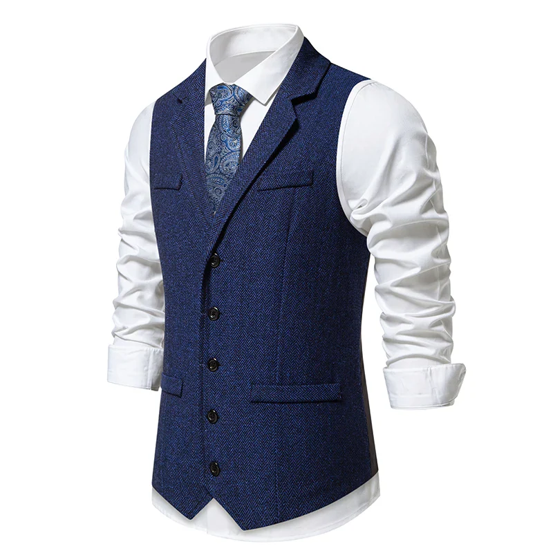 Gilet Tweed Homme Vintage - Revers et Poches