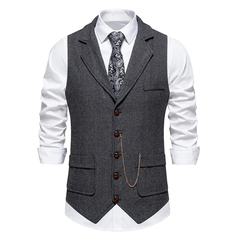 Gilet Tweed Homme Vintage - Revers et Poches - Image 4