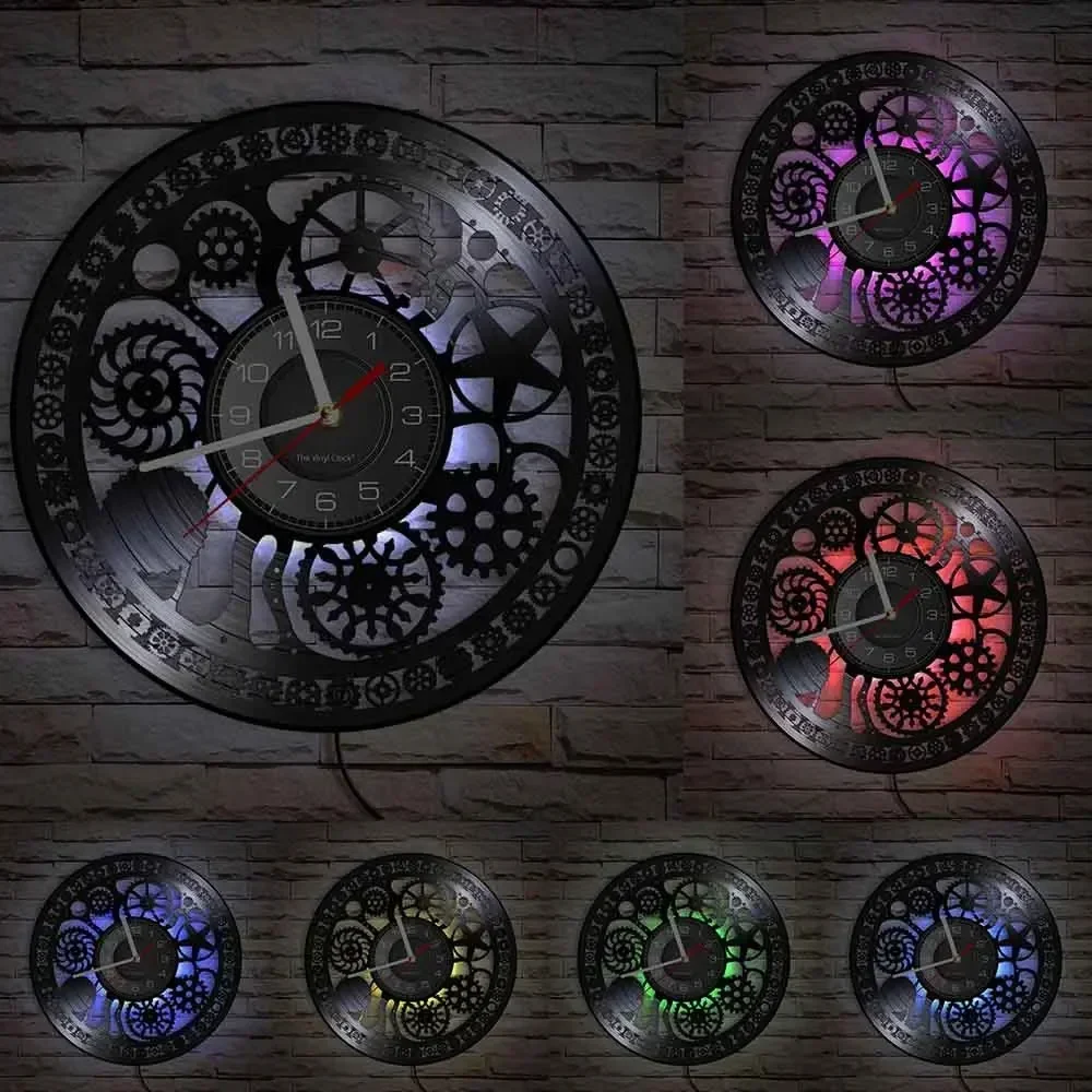 Horloge Vinyle Noire Steampunk - Image 15