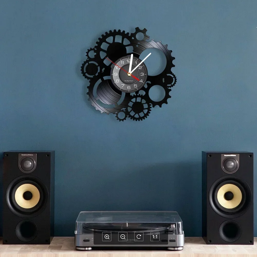 Horloge Vinyle Noire Steampunk - Image 4