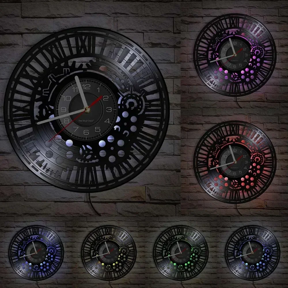 Horloge Vinyle Noire Steampunk - Image 6