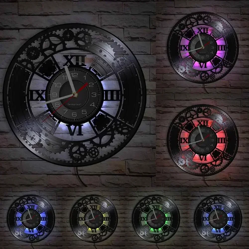 Horloge Vinyle Noire Steampunk - Image 9