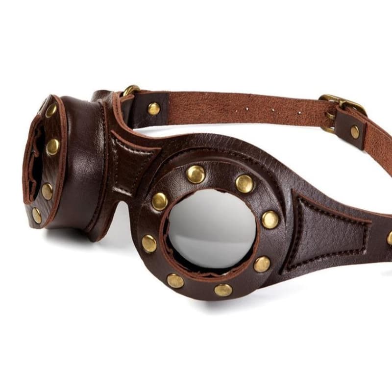 Lunette Steampunk Cuir Riveté — Style Rétro