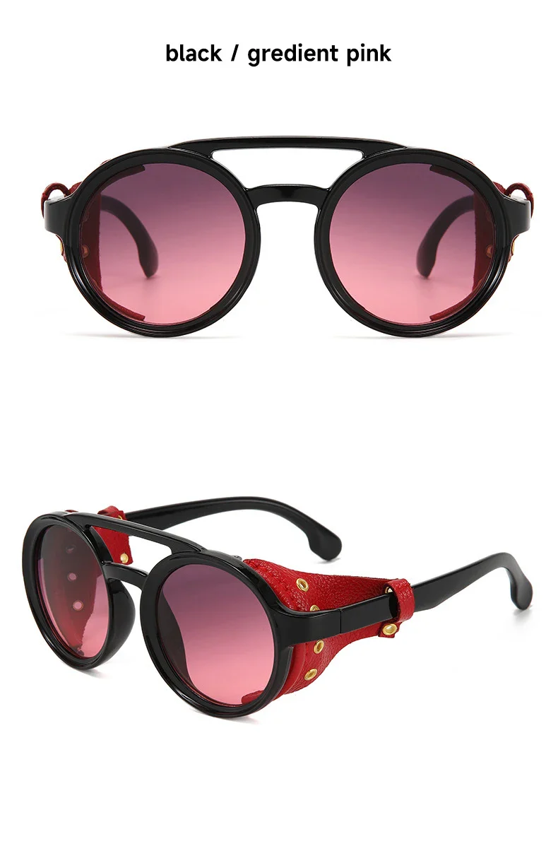 Lunettes Steampunk Cuir Riveté - Rondes Rétro - Image 17