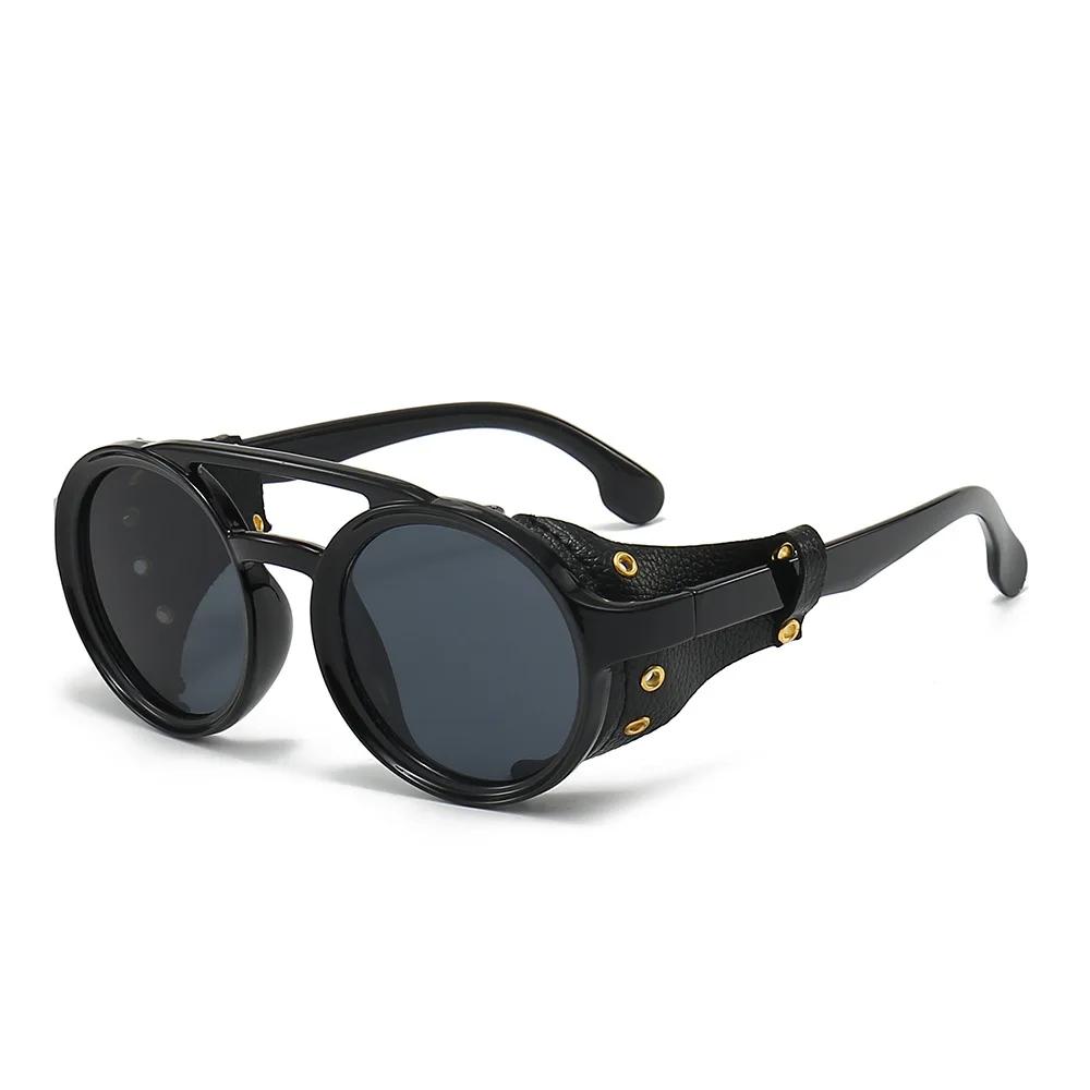 Lunettes Steampunk Cuir Riveté - Rondes Rétro - Image 25