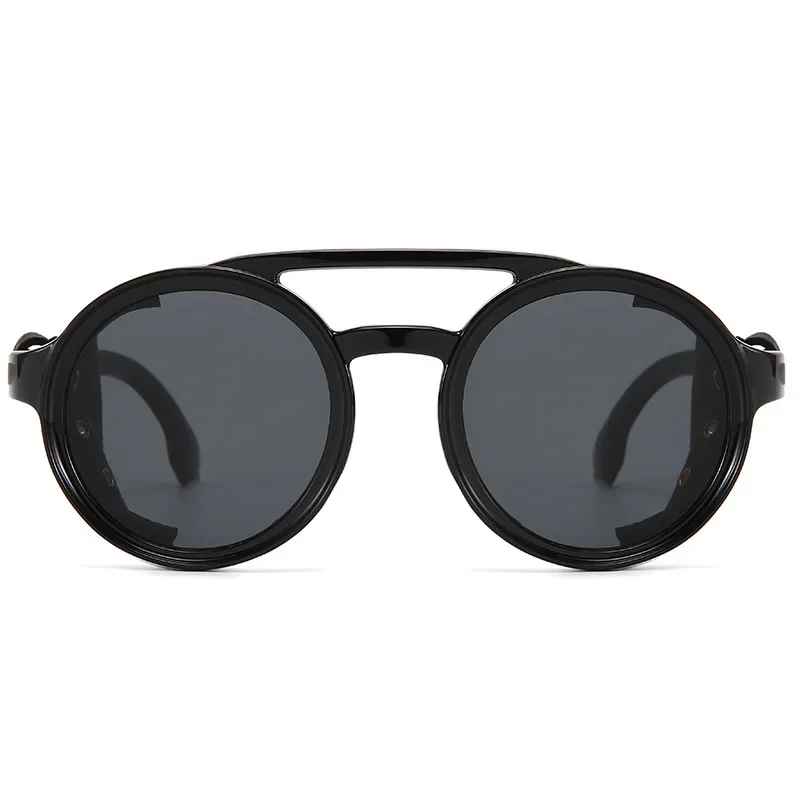 Lunettes Steampunk Cuir Riveté - Rondes Rétro - Image 6
