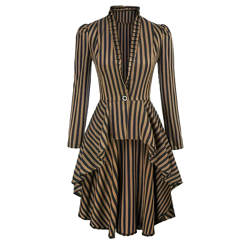 Manteau Léger Femme Steampunk — Rayé à encolure