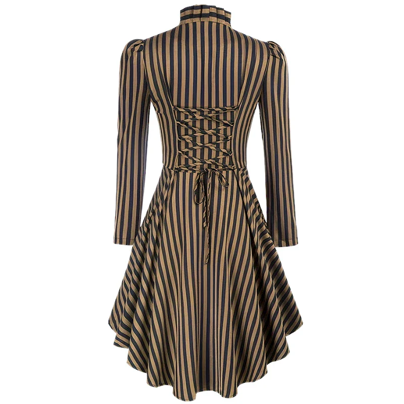 Manteau Léger Femme Steampunk — Rayé à encolure - Image 2