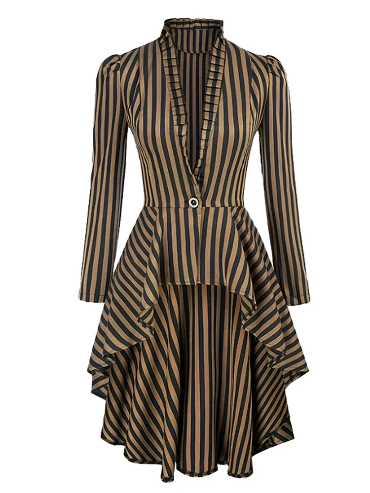 Manteau Léger Femme Steampunk — Rayé à encolure - Image 5