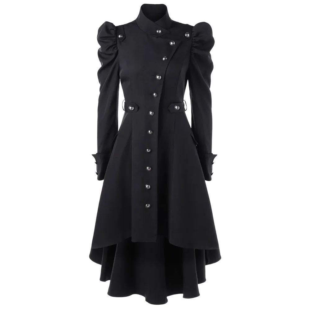 Manteau Long Gothique Femme — Col Mao Manches Gigot 5 Coloris Vintage Victorien - Image 11