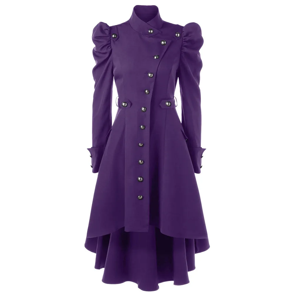 Manteau Long Gothique Femme — Col Mao Manches Gigot 5 Coloris Vintage Victorien - Image 13