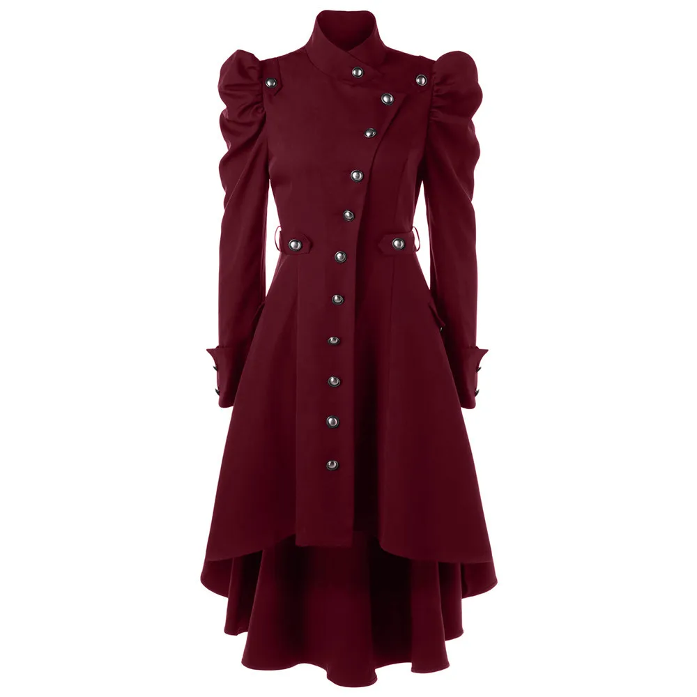 Manteau Long Gothique Femme — Col Mao Manches Gigot 5 Coloris Vintage Victorien - Image 15